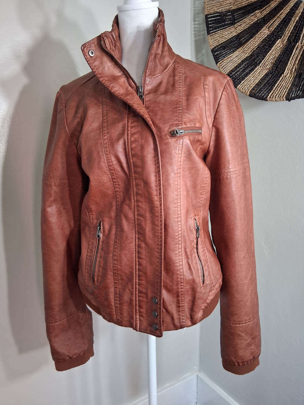 Maurices Rust Brown Faux Leather Moto Jacket - Picture 3 of 6